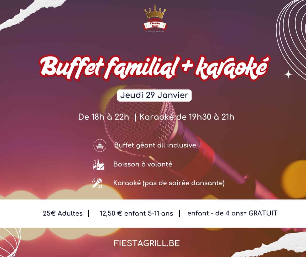 Buffet familial et karaoke 29 janvier 2026
